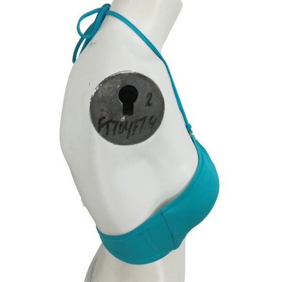 Milly Cabana Halter Bandeau Bikini Top Size 8 Padded Blue Silver Swimsuit - Picture 10 of 12